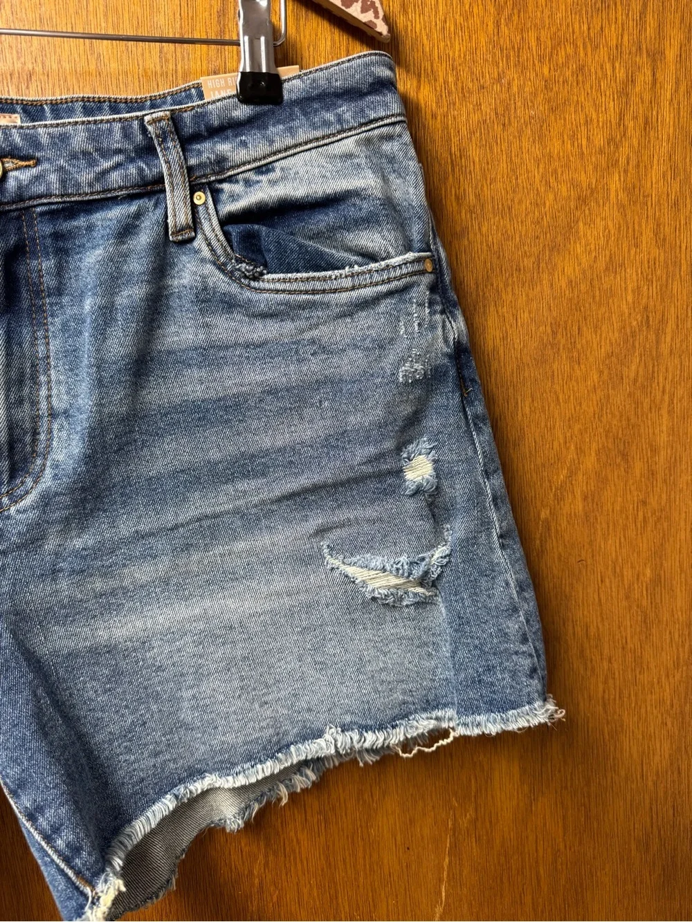Kut From the Kloth Jane Long Shorts Cutoff Denim Jorts Raw Hem Blue 12 NEW NWT